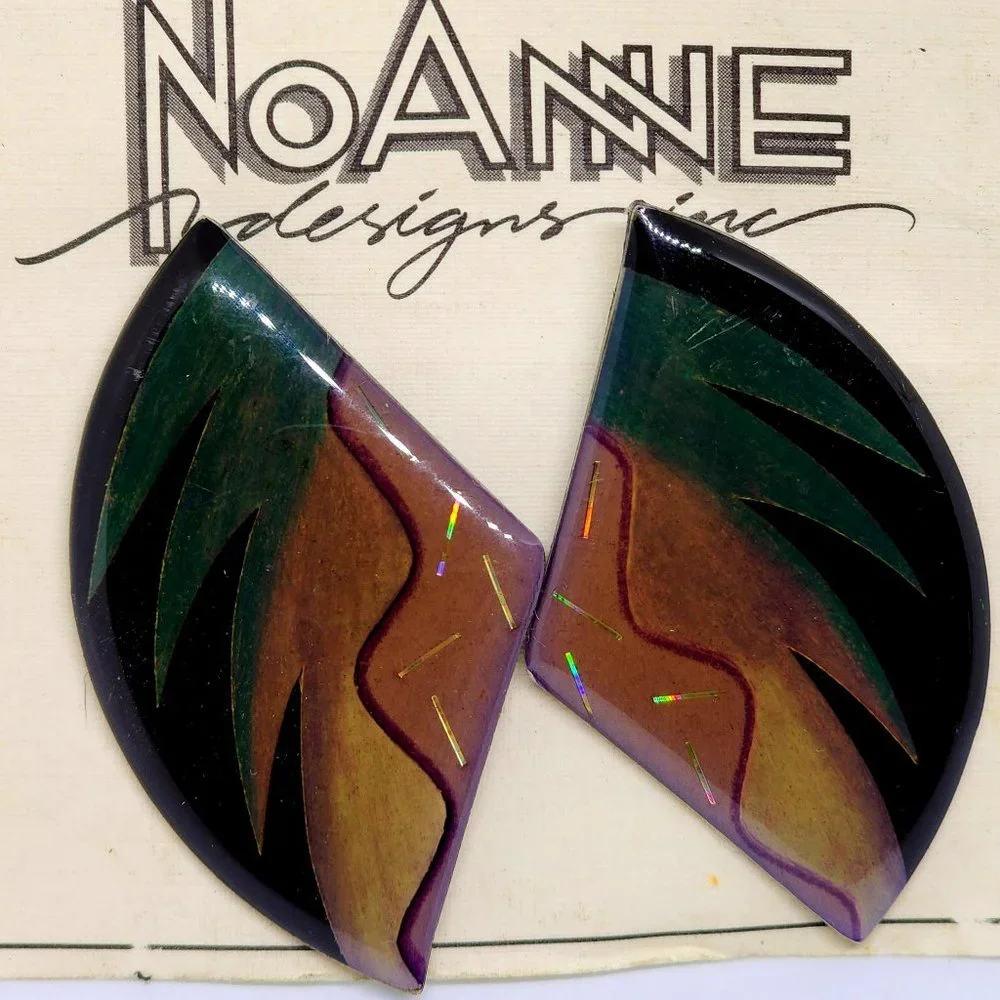 NOC RETRO 1980's NoAnne Boho Hippie Earth Tone Handmade Pierced Earrings